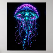 Cyberpunk Jellyfish – Neon Bioluminescent Deep Sea Poster (Voorkant)