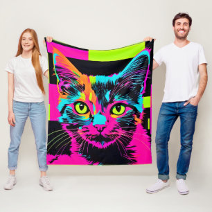 Cyberpunk Kat Art Fleece Deken