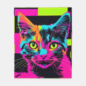 Cyberpunk Kat Art Fleece Deken (Voorkant)