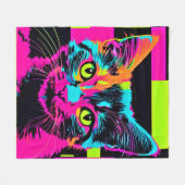 Cyberpunk Kat Art Fleece Deken (Voorkant (Horizontaal))