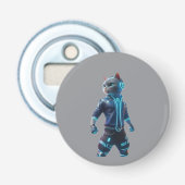 Cyberpunk Kat Flessenopener – Neon Tech Design Button Flesopener (Voorkant)