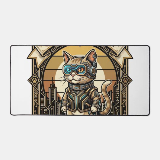 Cyberpunk Kat Kat Cyberpunk Vintage Bureaumat (Voorkant)
