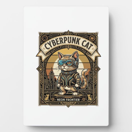 Cyberpunk Kat Kat Cyberpunk Vintage Fotoplaat (voorkant)