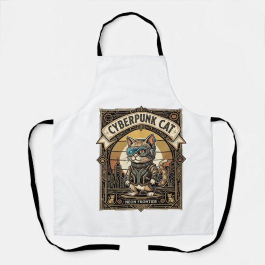 Cyberpunk Kat Kat Cyberpunk Vintage Schort (Voorkant)