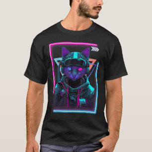 Cyberpunk Kat Kitty Punker Toekomstig Cyber Punk T-shirt