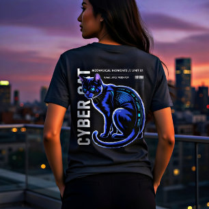 Cyberpunk kat koel neonblauw ontwerp voor kattenli Tri-Blend shirt