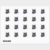 Cyberpunk Kat met Neon Bril Sticker (Vel)