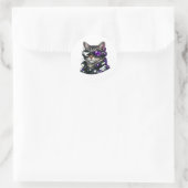 Cyberpunk Kat met Neon Bril Sticker (Tas)