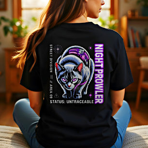 Cyberpunk Kat Poster – Nachtelijke Zwerversgeschen T-shirt
