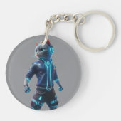 Cyberpunk Kat Sleutelhanger – Neon Futuristische K (Achterkant)
