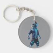 Cyberpunk Kat Sleutelhanger – Neon Futuristische K (Voorkant)