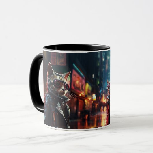 Cyberpunk Katten mok (Voorkant links)