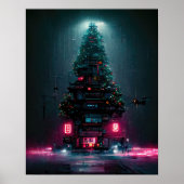 Cyberpunk kerstboom poster (Voorkant)