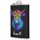 Cyberpunk Kleurrijke Ai Highland Koe Gepersonalise Heupfles (Links)