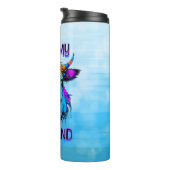 Cyberpunk Kleurrijke Ai Highland Koe Thermosbeker (Geroteerd rechts)