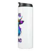 Cyberpunk Kleurrijke Ai Highland Koe Thermosbeker (Geroteerd rechts)