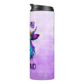 Cyberpunk Kleurrijke Ai Highland Koe Thermosbeker (Geroteerd rechts)