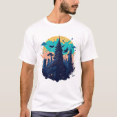 Cyberpunk kleurrijke stad in Waterverf stijl T-shirt (Voorkant)