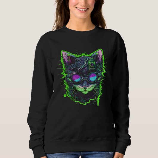 Cyberpunk Koele Kat Trui (Voorkant)