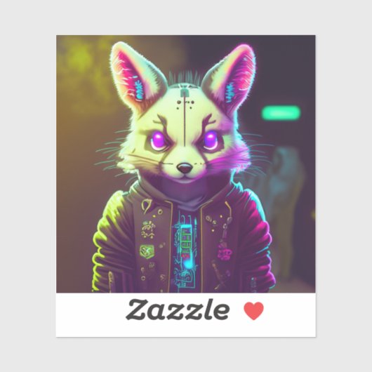 Cyberpunk Konijn 2 Sticker (Vel)