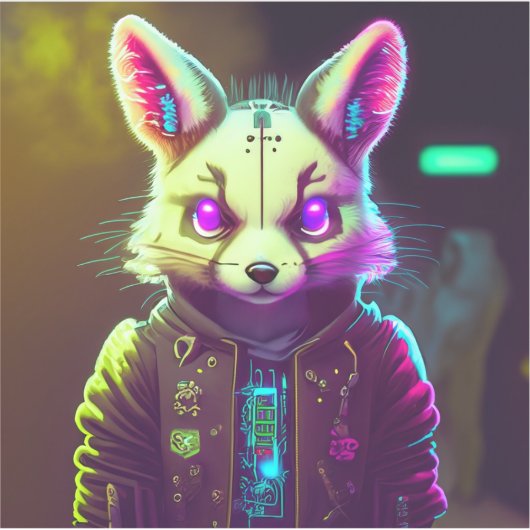 Cyberpunk Konijn 2 Sticker (Voorkant)