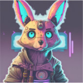 Cyberpunk Konijn 3 Sticker (Voorkant)