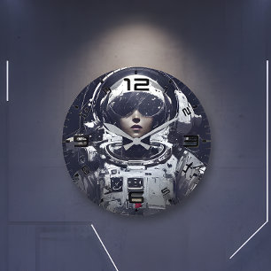 Cyberpunk Kosmische Navigator Wandklok