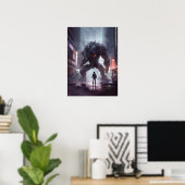 Cyberpunk - Krijger, Gym, Workout, Succes Poster (Thuiskantoor)