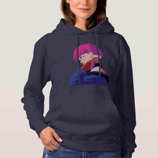 cyberpunk lucy vrouwenkoorts hoodie (Voorkant)