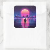 Cyberpunk-Man Vierkante Sticker (Tas)
