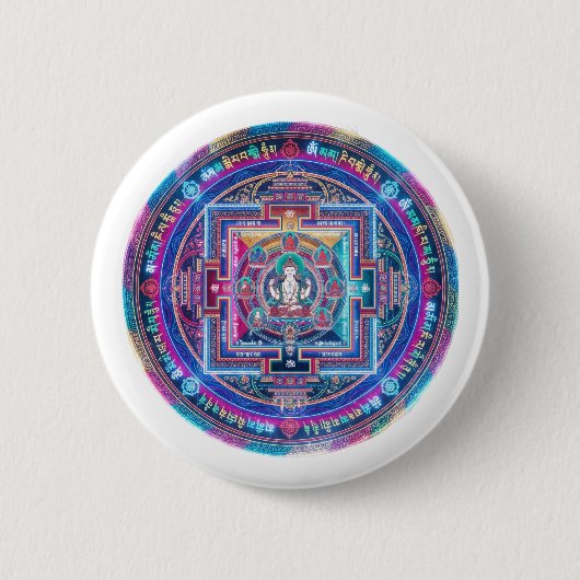 Cyberpunk Mandala Ronde Button 5,7 Cm (Voorkant)