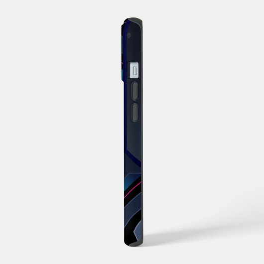 Cyberpunk Mecha Armor Neon Blue Purple Custom Name iPhone 15 Case (Linkerkant)