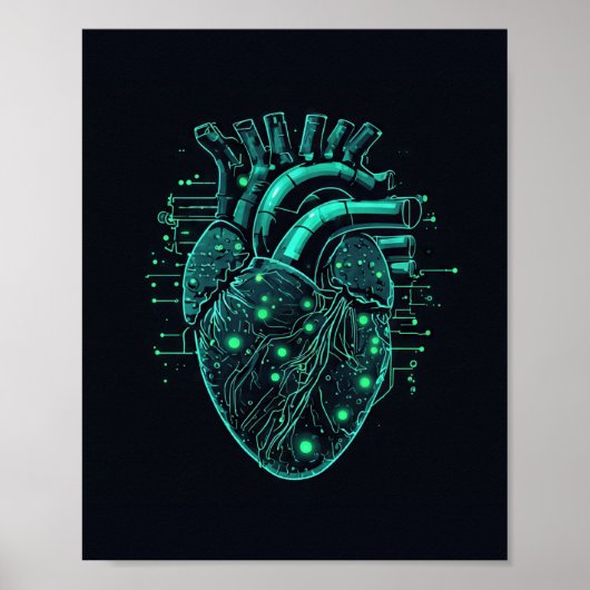 Cyberpunk Mecha Hart Tech Poster (Voorkant)