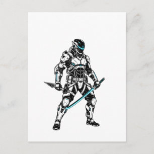 Cyberpunk Mecha Shinobi Futuristische Cyber Ninja Briefkaart