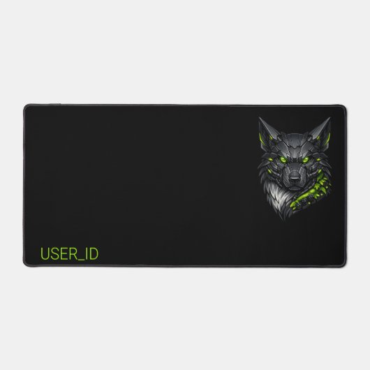 Cyberpunk Mecha Wolf Aangepaste Gebruikers-ID Grot Bureaumat (Voorkant)