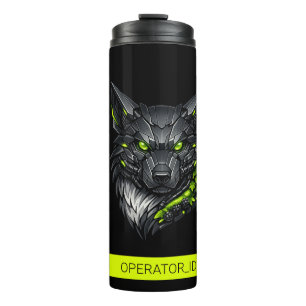 Cyberpunk Mecha Wolf Aangepaste Naam Thermosbeker