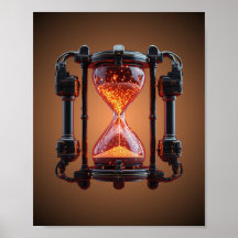 Cyberpunk Mecha Zandloper Neon Gaming Poster
