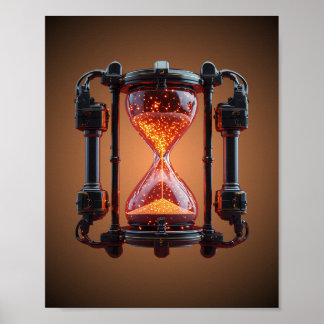 Cyberpunk Mecha Zandloper Neon Gaming Poster
