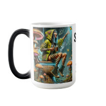 Cyberpunk meisje op paddenstoel