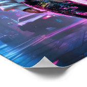 Cyberpunk mooie vrouw in toekomstige stad poster (Hoek)