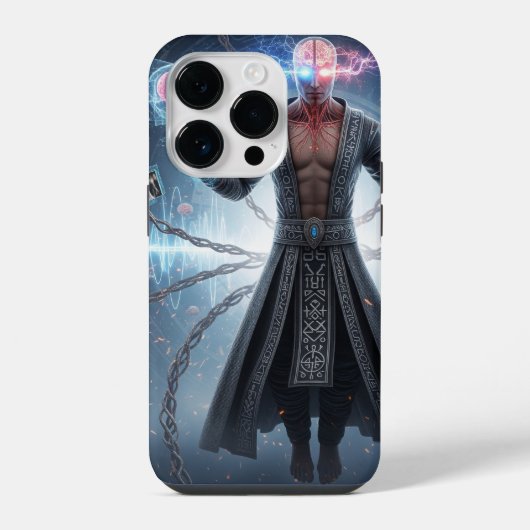 Cyberpunk Mystic | techno-tovenaar iPhone Hoesje (Achterkant)