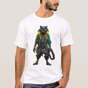 Cyberpunk Mystical Rastafarian Cat T-shirt