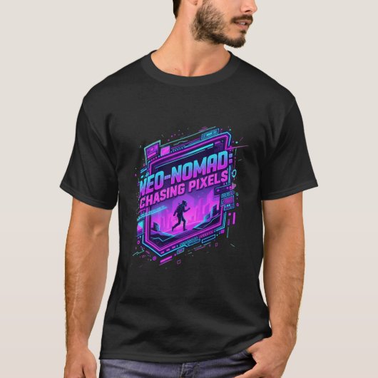 Cyberpunk Neo-Nomad Synthwave Kunst - Retro Toekom T-shirt (Voorkant)