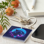 Cyberpunk Neon Black Panther Sleutelhanger (Voorkant Rechts)