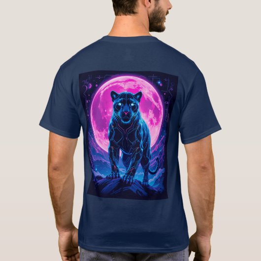 Cyberpunk Neon Black Panther T-shirt (Achterkant)