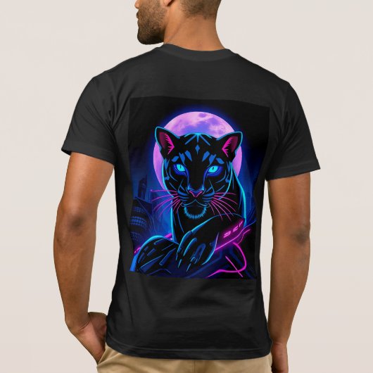 Cyberpunk Neon Black Panther T-shirt (Achterkant)
