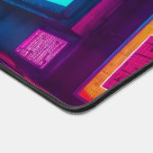 Cyberpunk Neon City Gamer Desk Setup Bureaumat (Hoek)