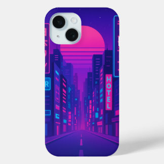 Cyberpunk Neon City iPhone 15 Hoesje – Vaporwave S