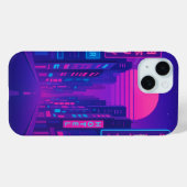 Cyberpunk Neon City iPhone 15 Hoesje – Vaporwave S (Achterkant (horizontaal))