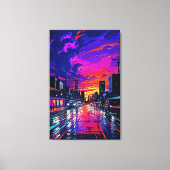 Cyberpunk Neon Cityscape Canvas Afdruk (Voorkant)